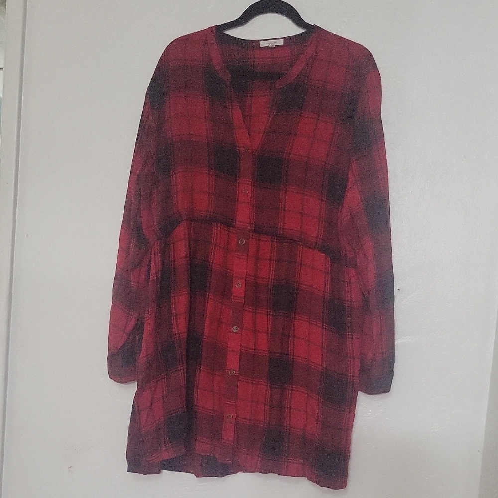 Maurices Crimson and Ebony Plaid Shirt